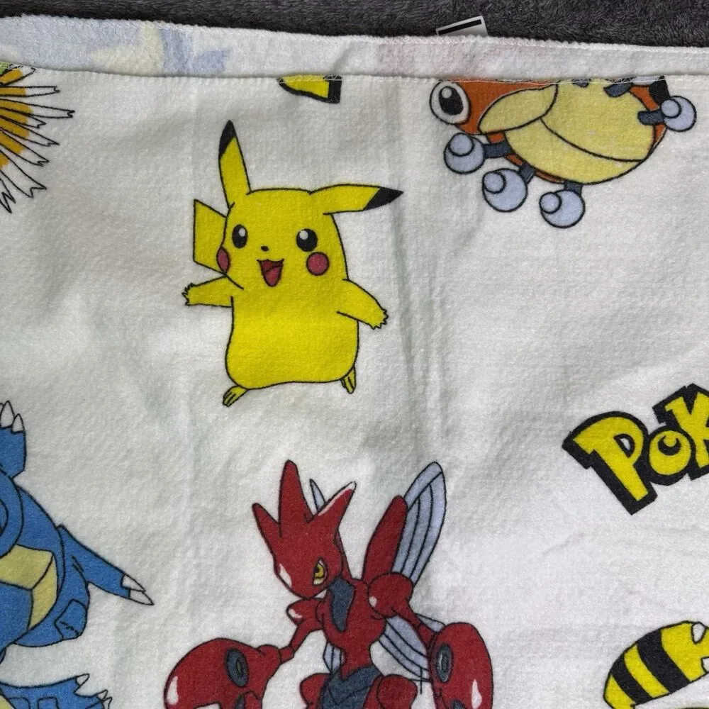 Vintage 1990s Pokemon Full Size Blanket 74x88 Polyester
